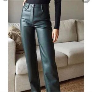 Wilfred Dark Green Leather Pants